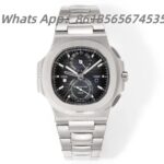 The Patek Philippe 5990/1A-001 is a complicated timepiece in the Nautilus collection.